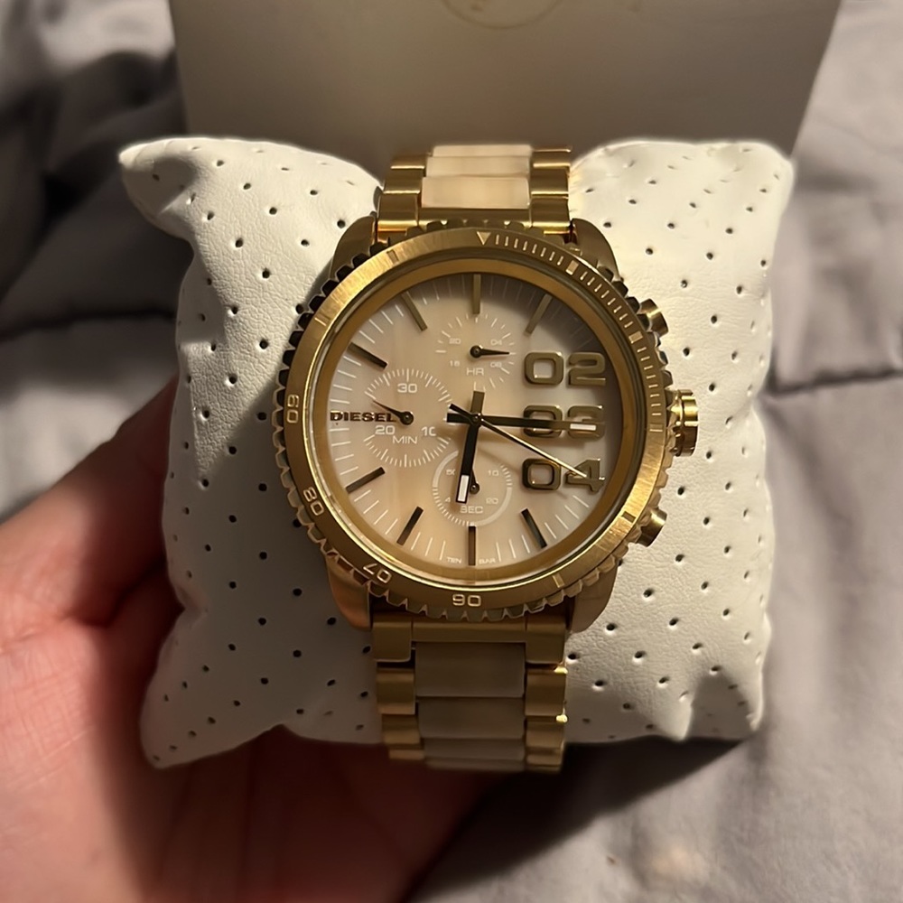 Diesel Double Down 42 Two Tone Gold Women Watch